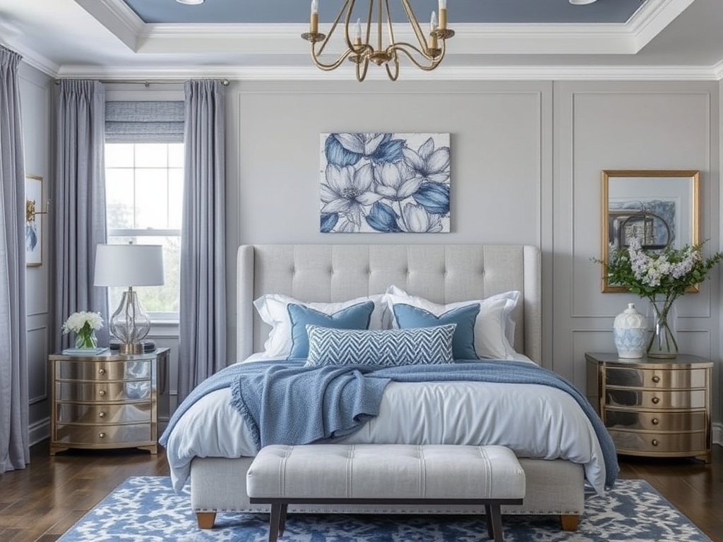 Blue and Grey Bedroom