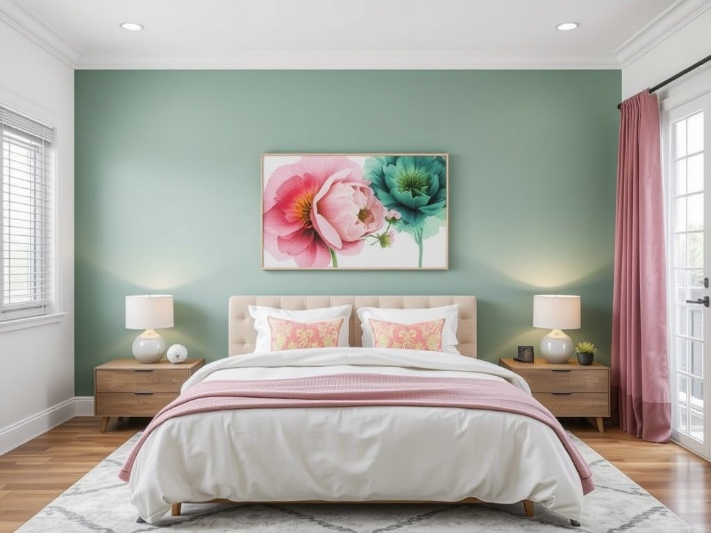 Add Modern Pink & Green Artwork f