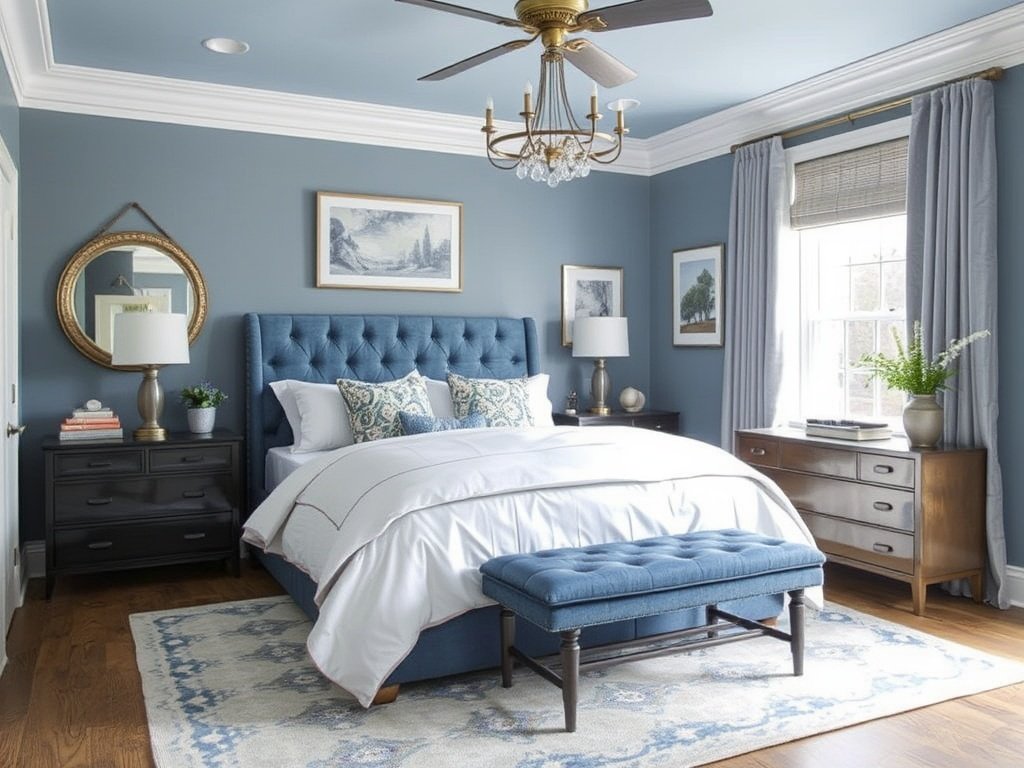 Blue and Grey Bedroom