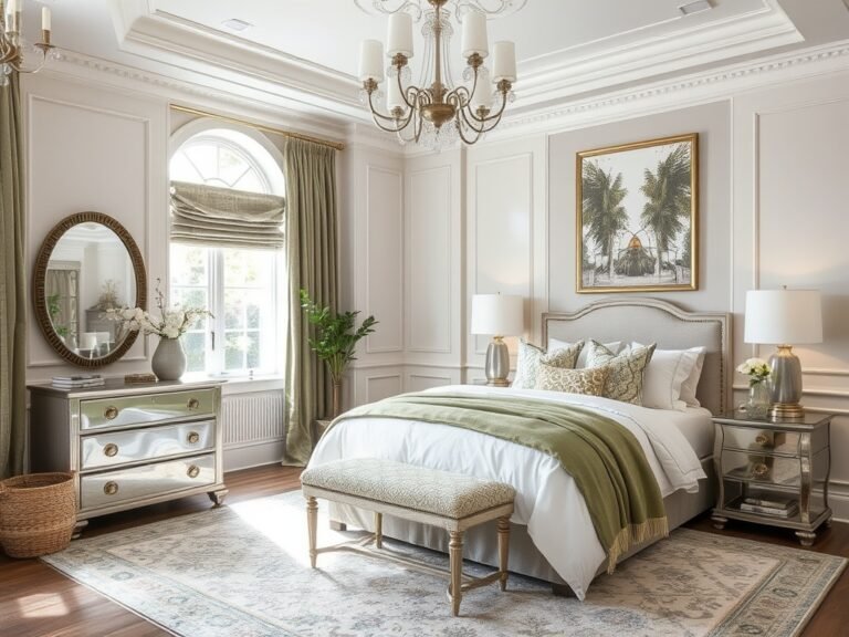 White and Olive Green Bedroom Ideas