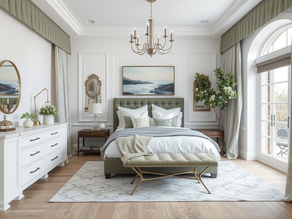 White and Olive Green Bedroom Ideas
