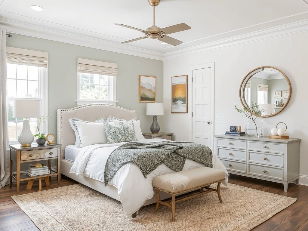 White and Olive Green Bedroom Ideas