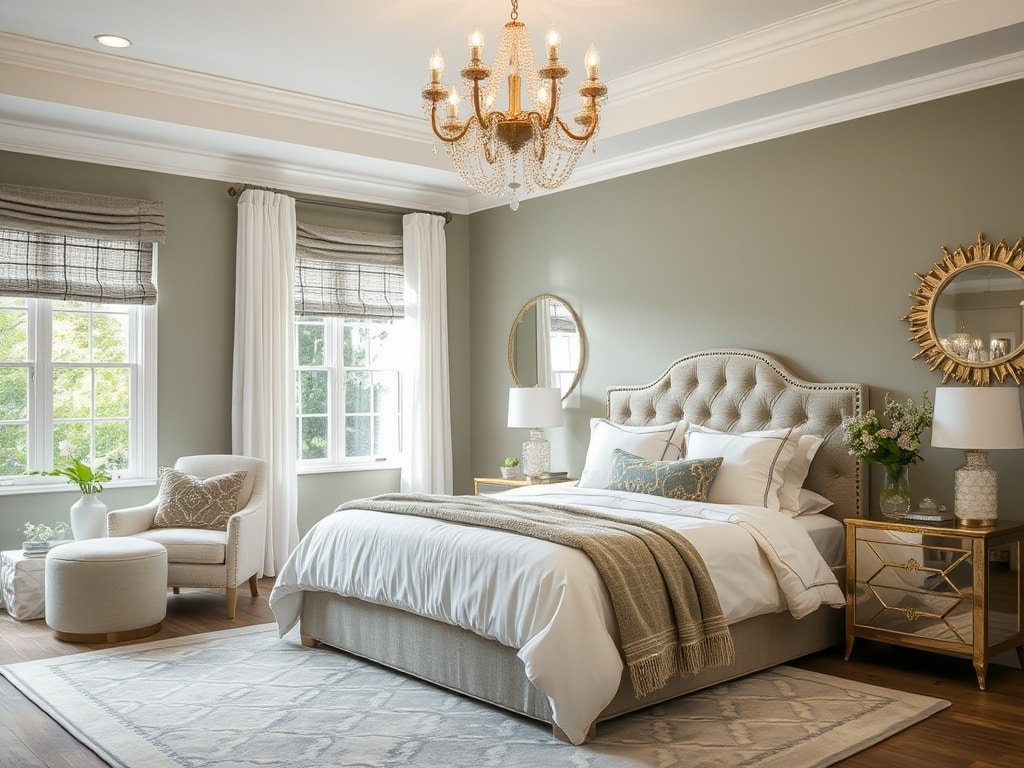 White and Olive Green Bedroom Ideas
