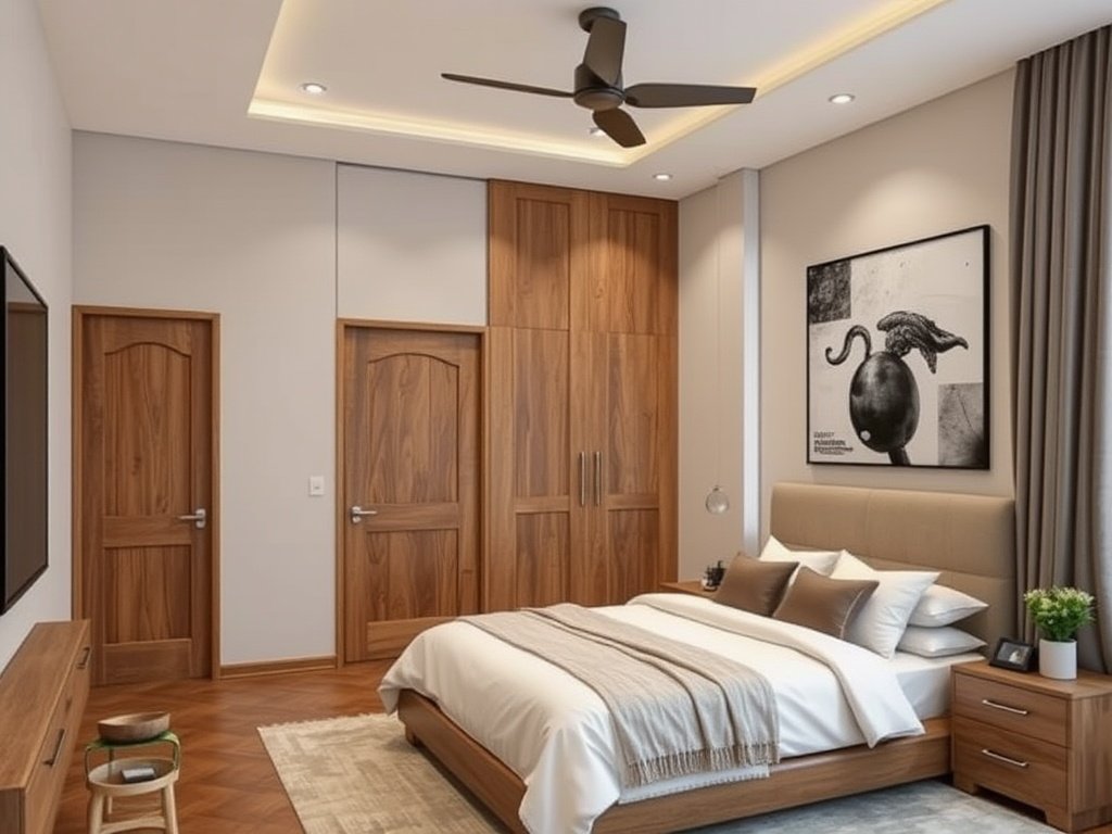 wooden door bedroom