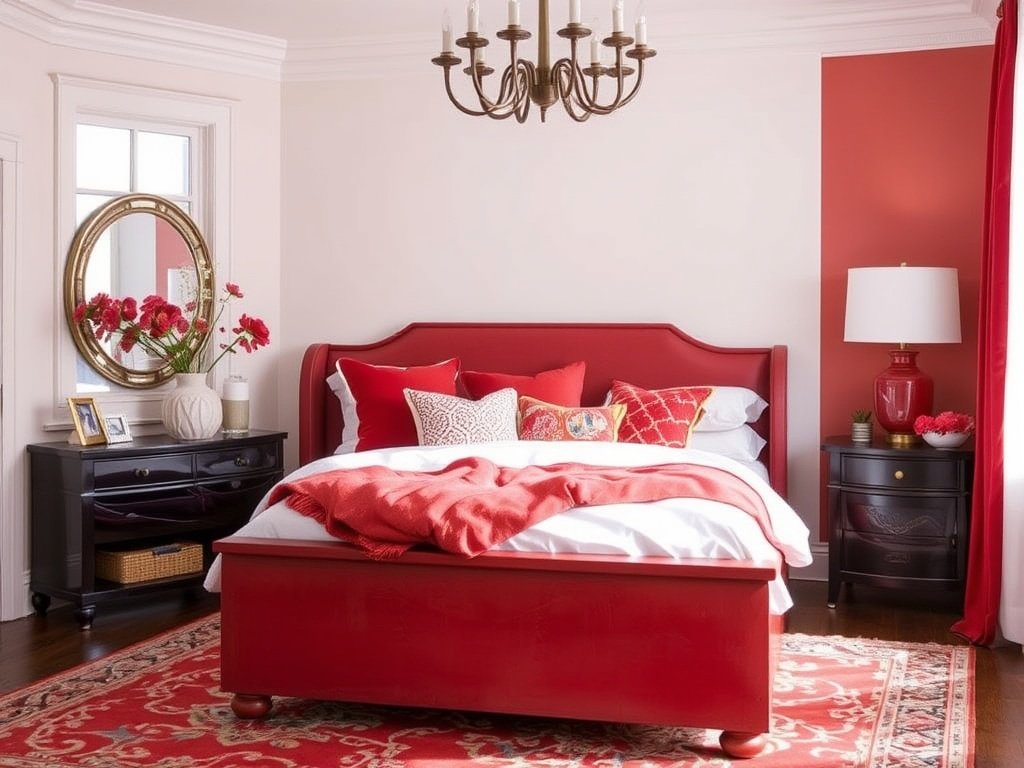 Red and White Bedroom Idea