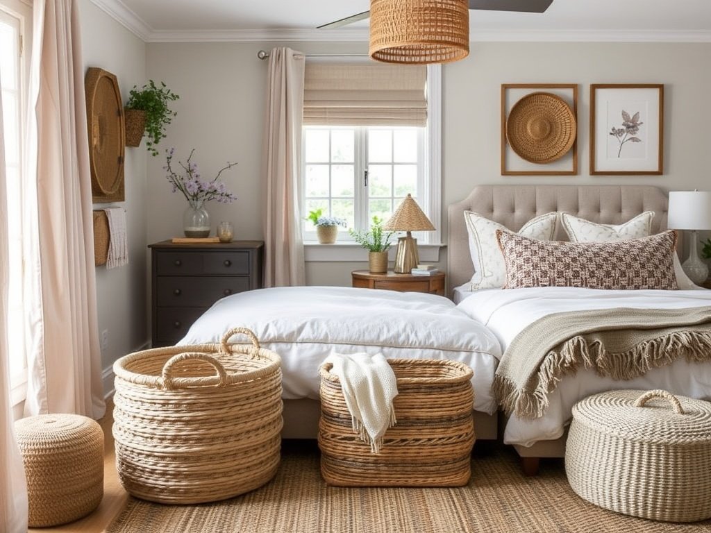 Add Woven Baskets for Stylish Storage