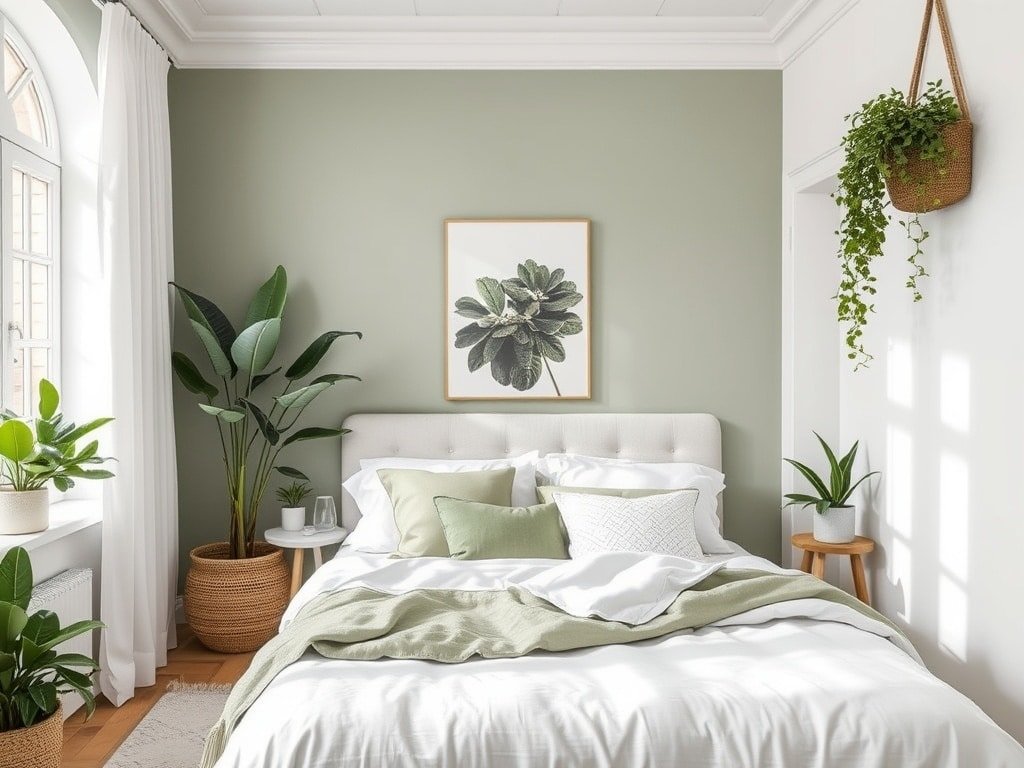 White and Olive Green Bedroom Ideas