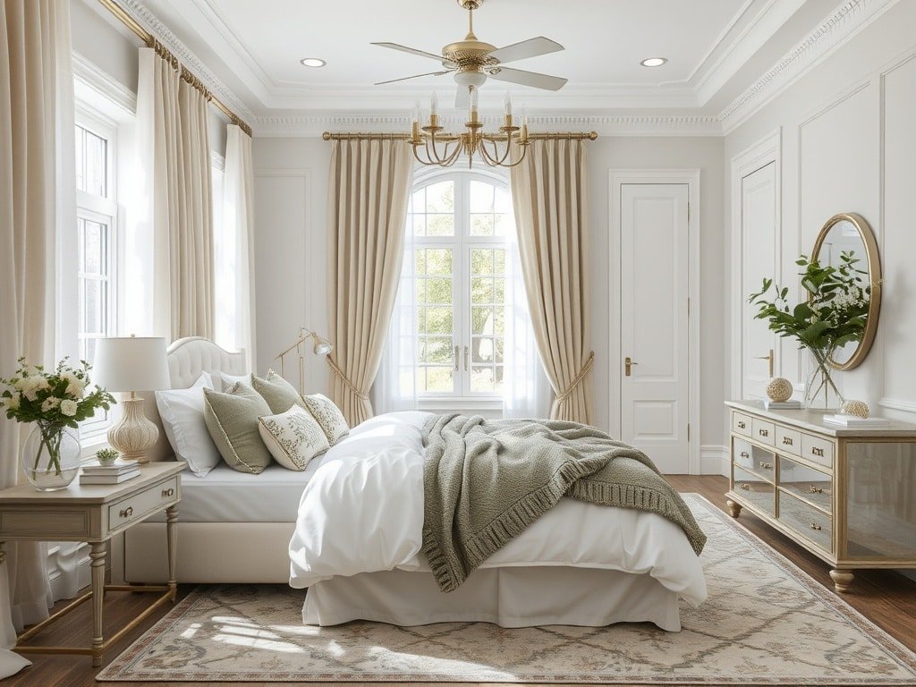 White and Olive Green Bedroom Ideas