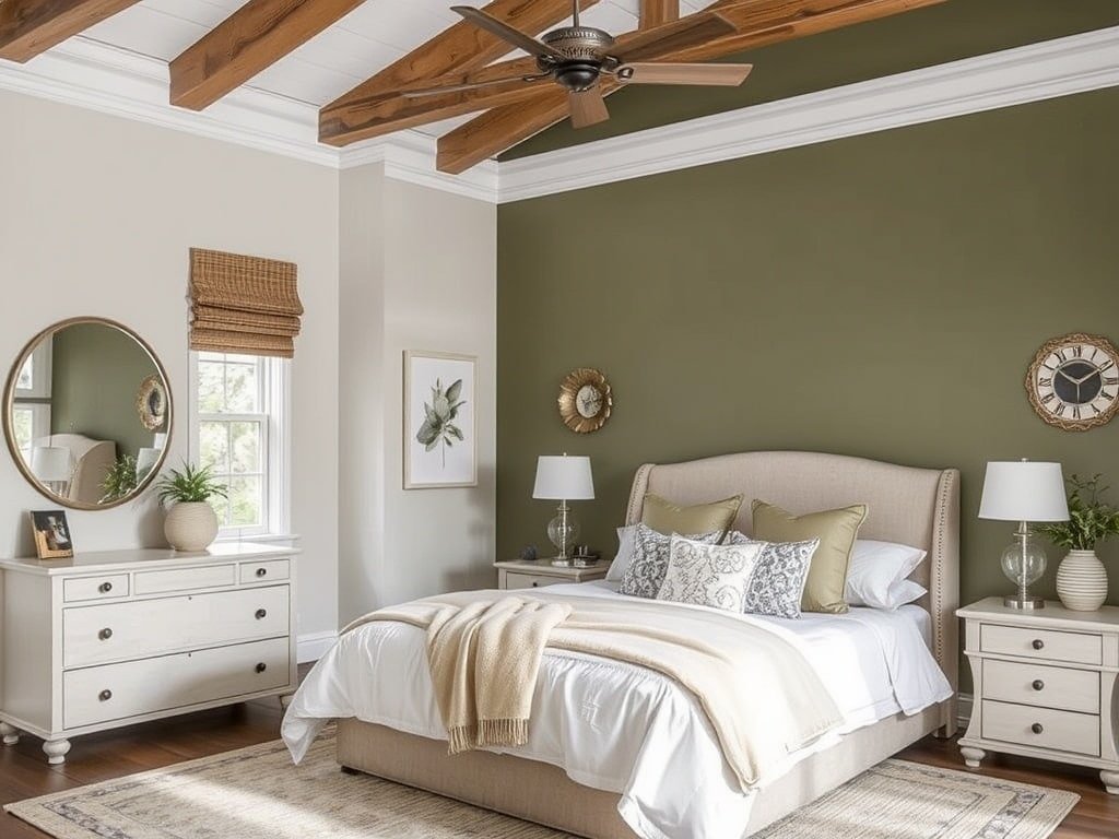 White and Olive Green Bedroom Ideas