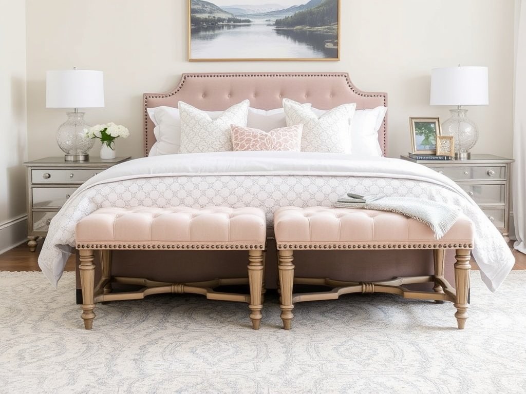 Add Blush Pink Upholstered Benches