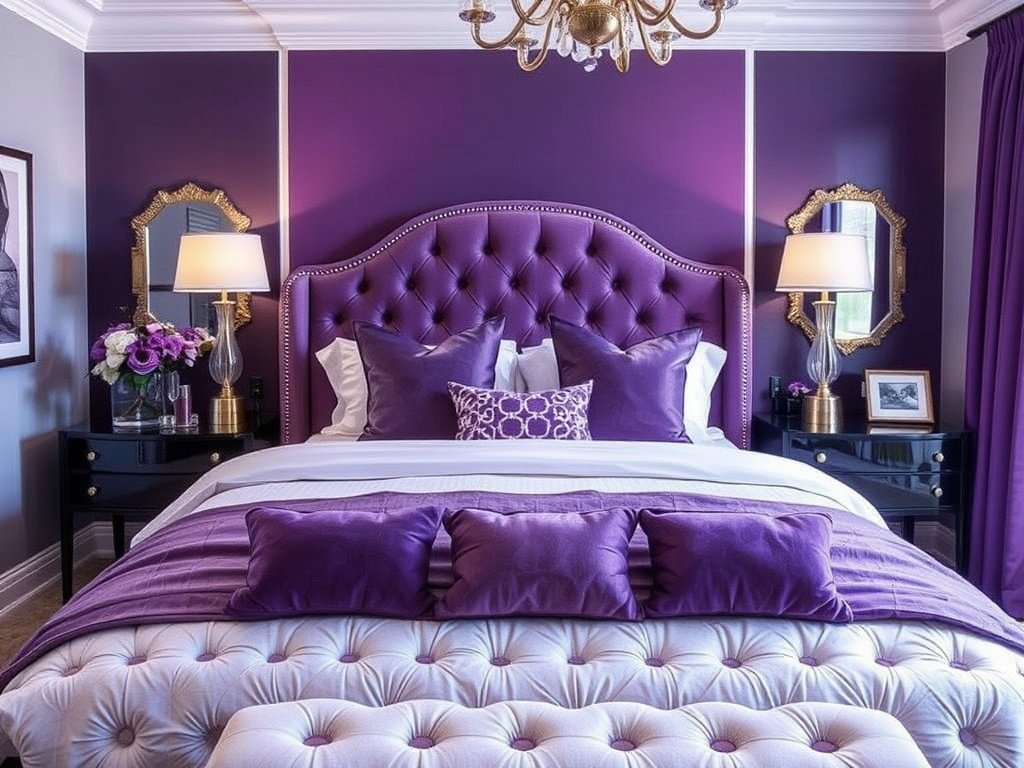 Purple Upholstered Headboard for Luxury