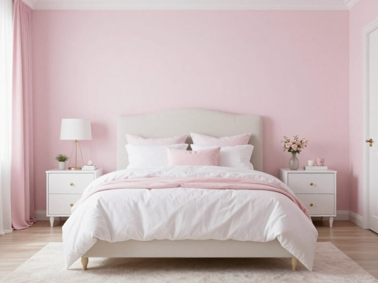 pink and white bedroom