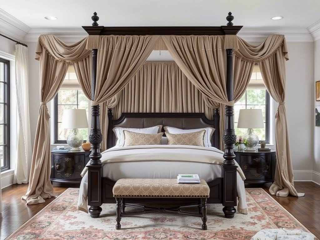 Four-Poster Bed with Flowing Drapes