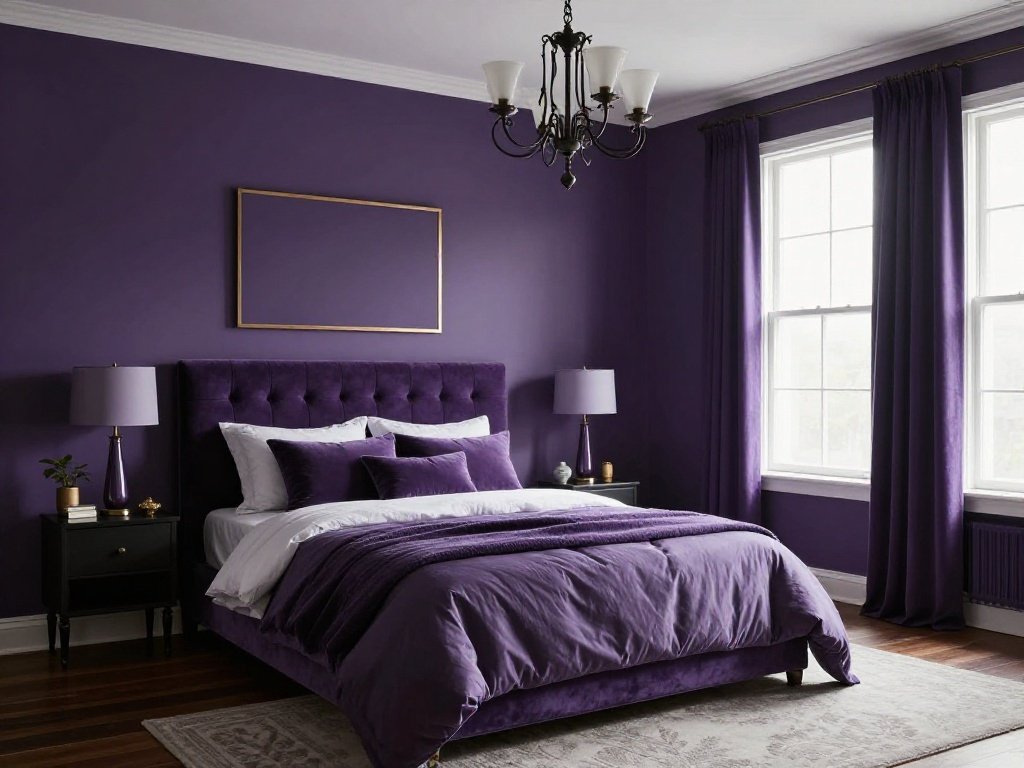 moody purple bedroom