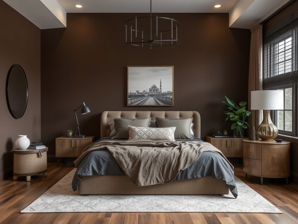 Dark Earth-Tone Bedroom