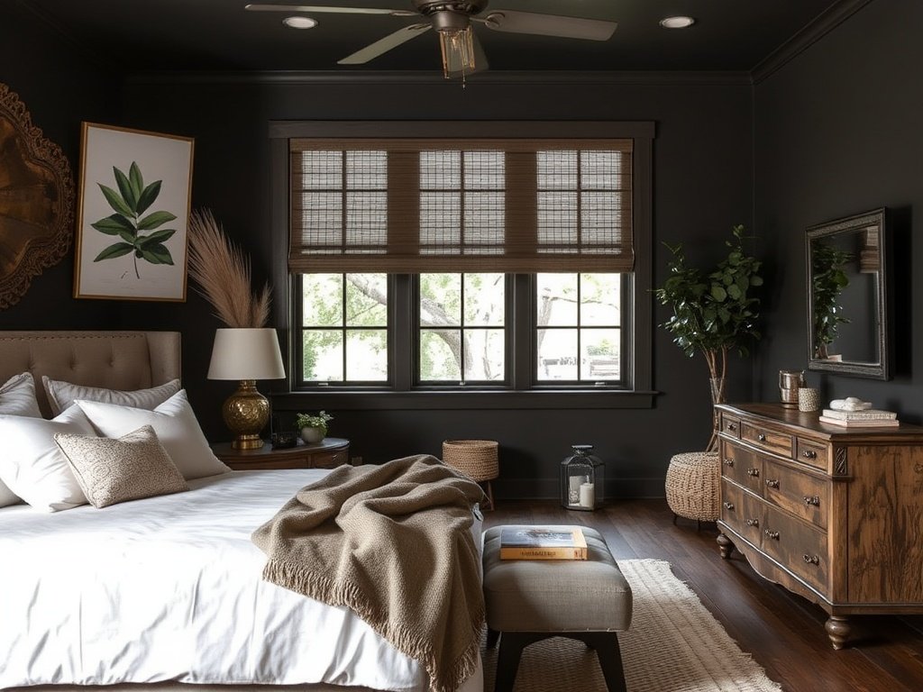 Dark Earth-Tone Bedroom