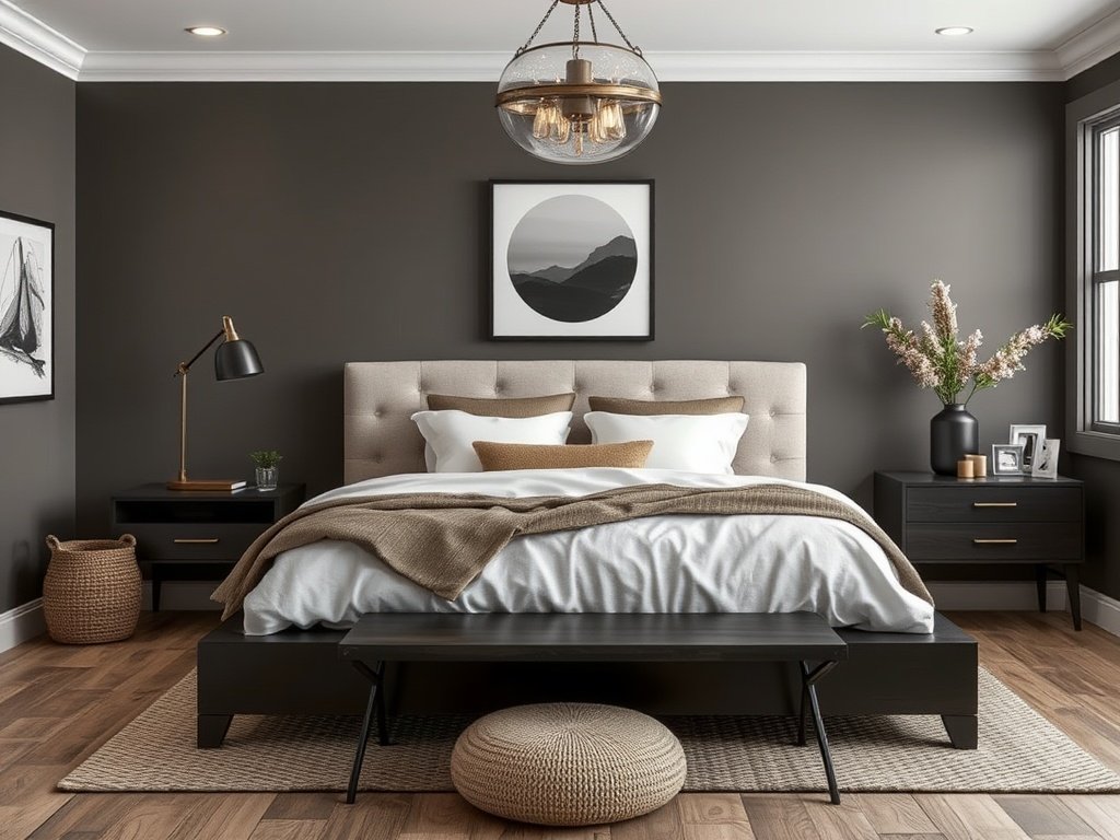 Dark Earth-Tone Bedroom