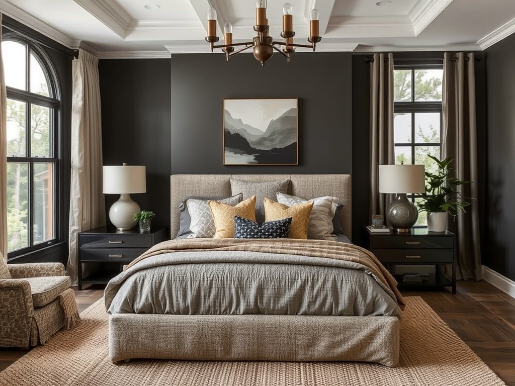 Dark Earth-Tone Bedroom