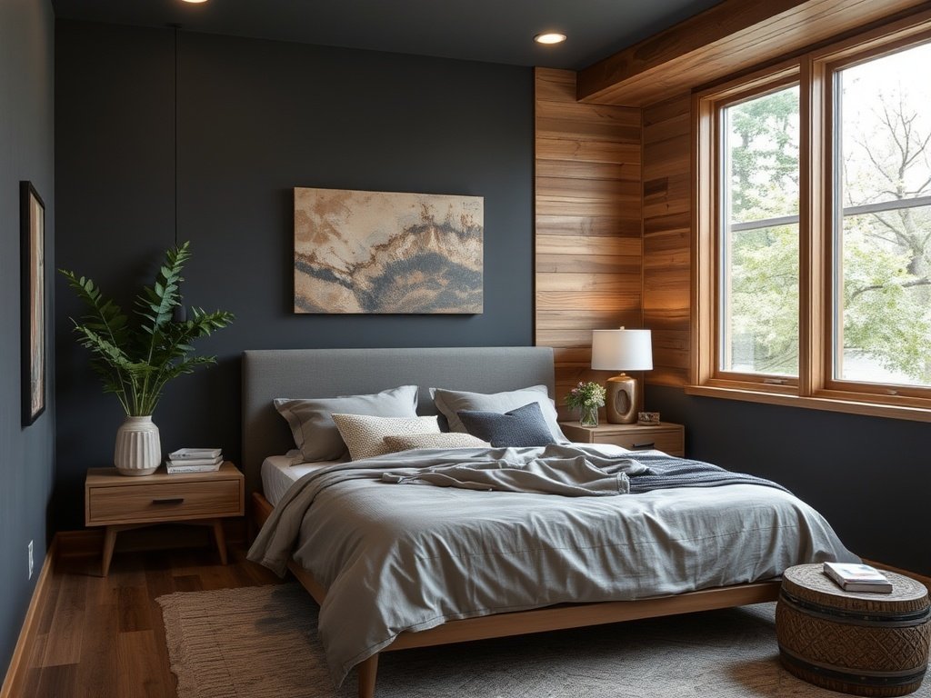 Dark Earth-Tone Bedroom