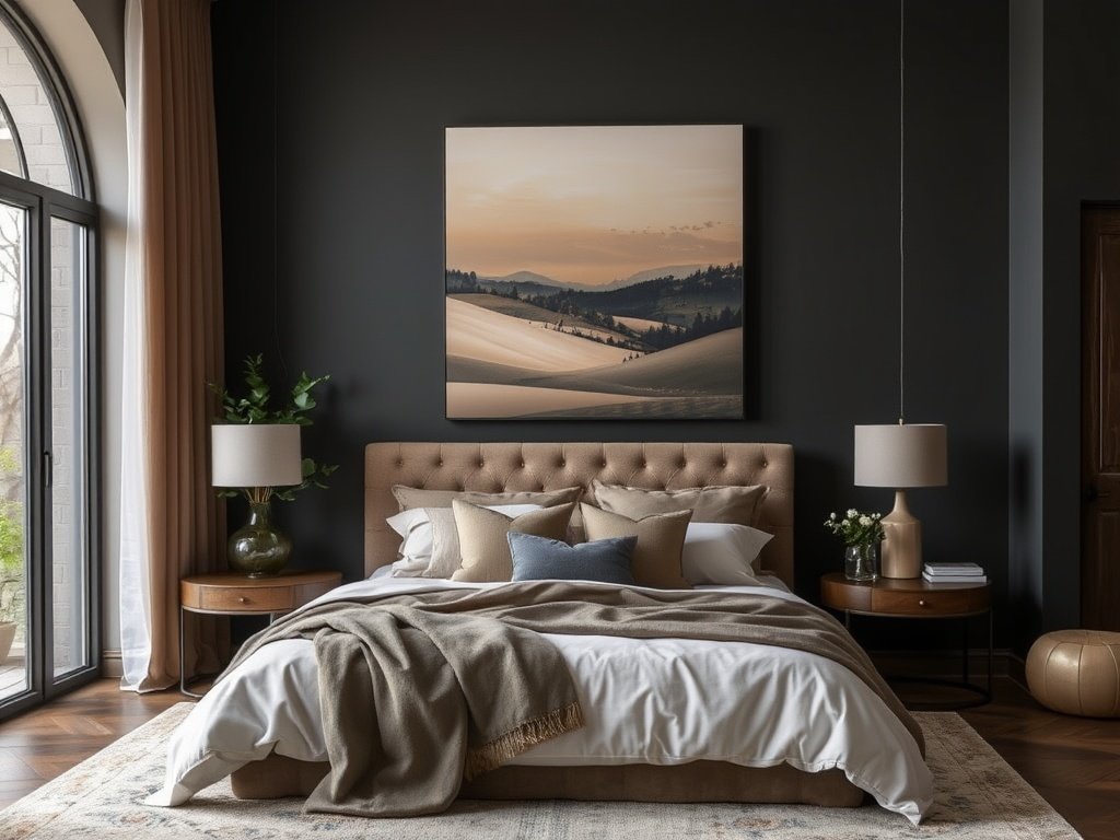 Dark Earth-Tone Bedroom