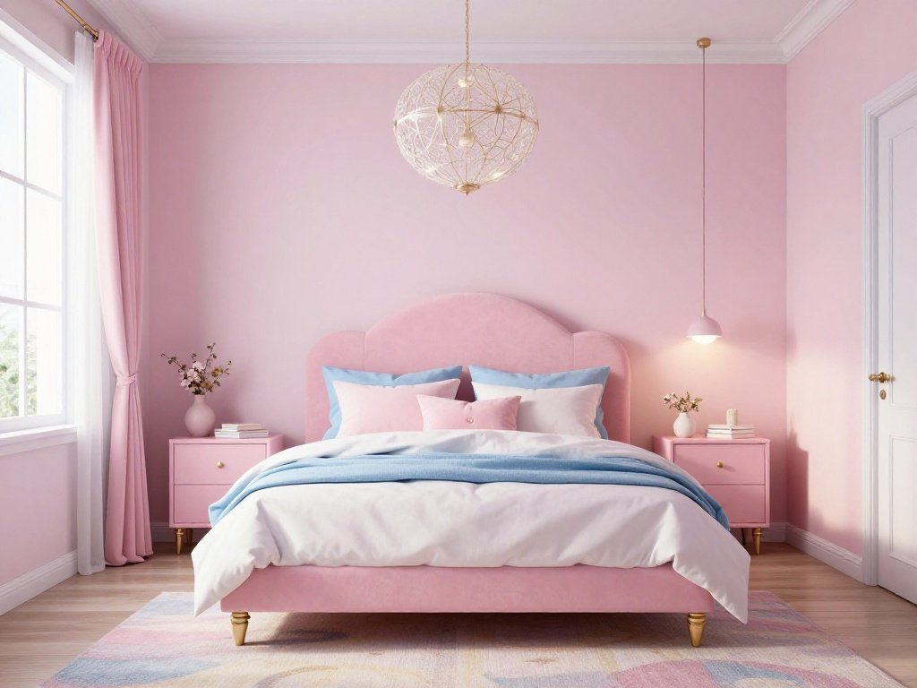 pink and blue bedroom