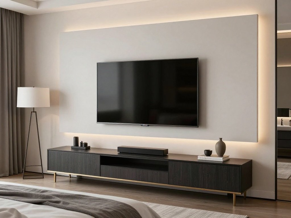 luxury bedroom TV wall