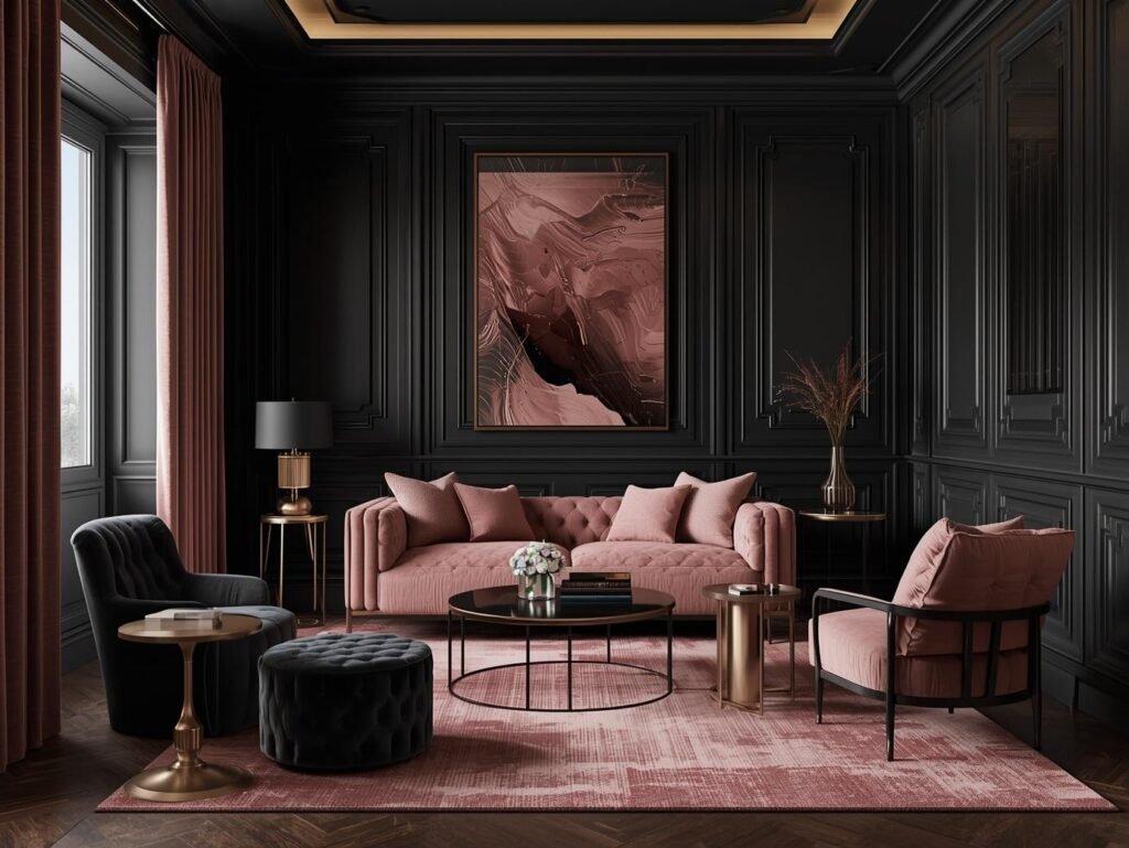 pink and black bedroom