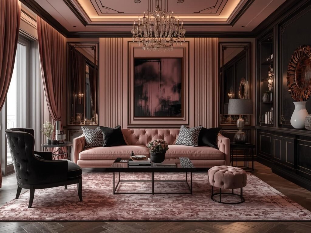 pink and black bedroom