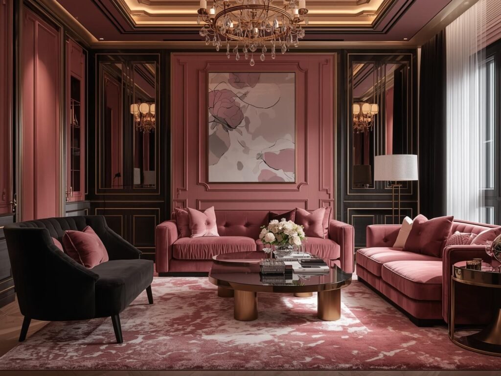 pink and black bedroom