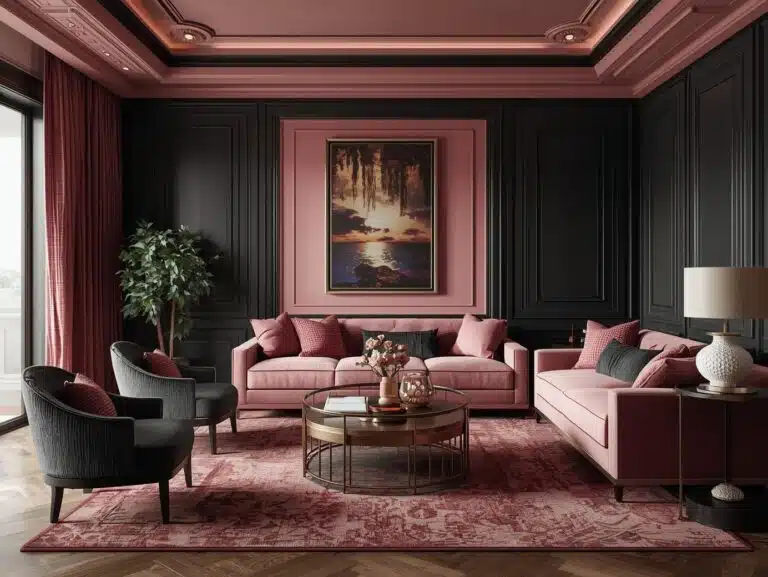 pink and black bedroom