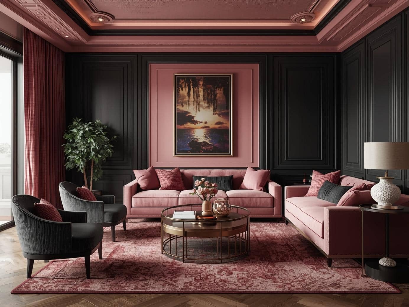 pink and black bedroom