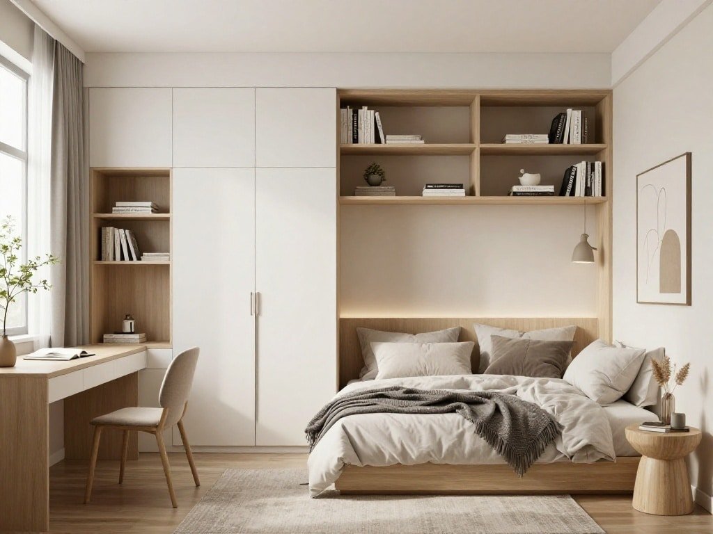 space-saving bedroom layout