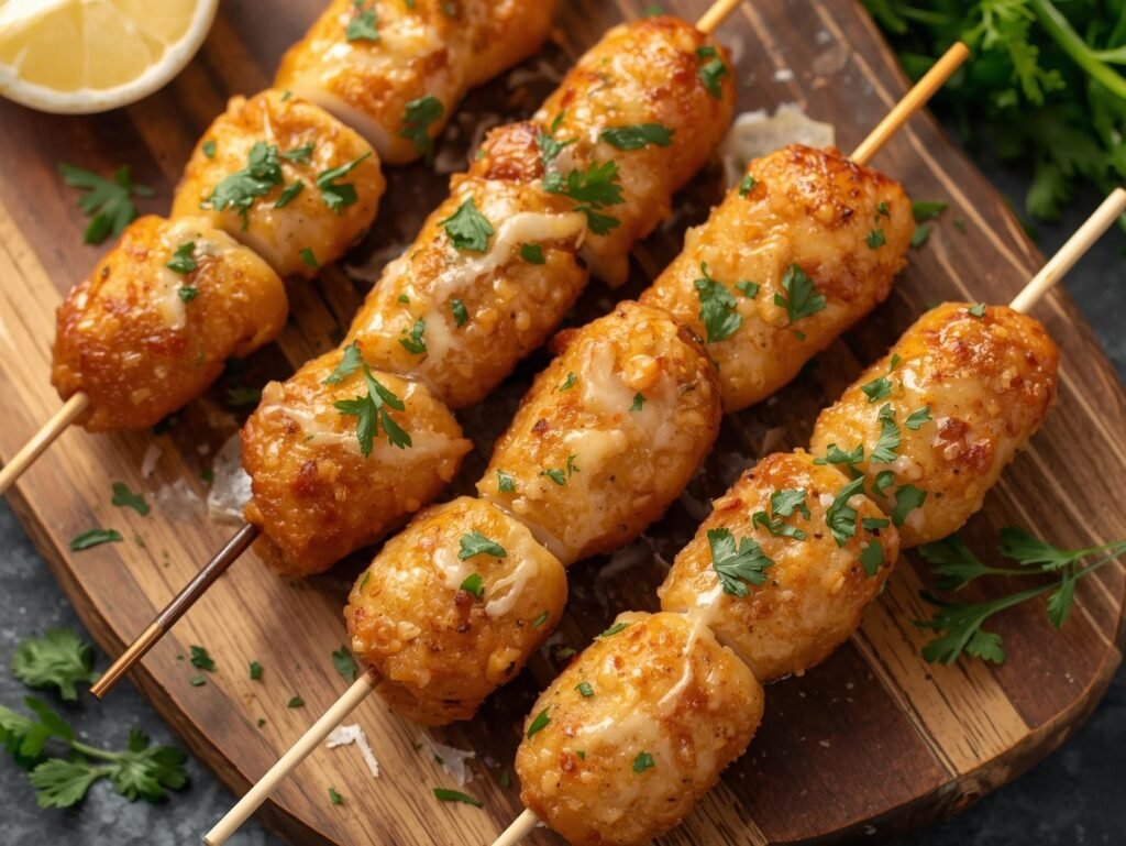 Air Fryer Garlic Parmesan Chicken Skewers