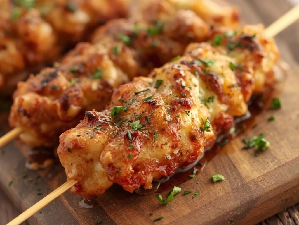 Air Fryer Garlic Parmesan Chicken Skewers