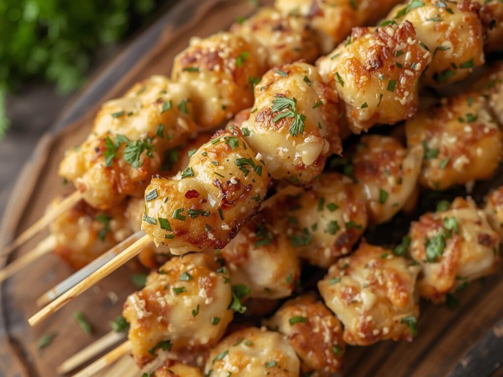 Air Fryer Garlic Parmesan Chicken Skewers