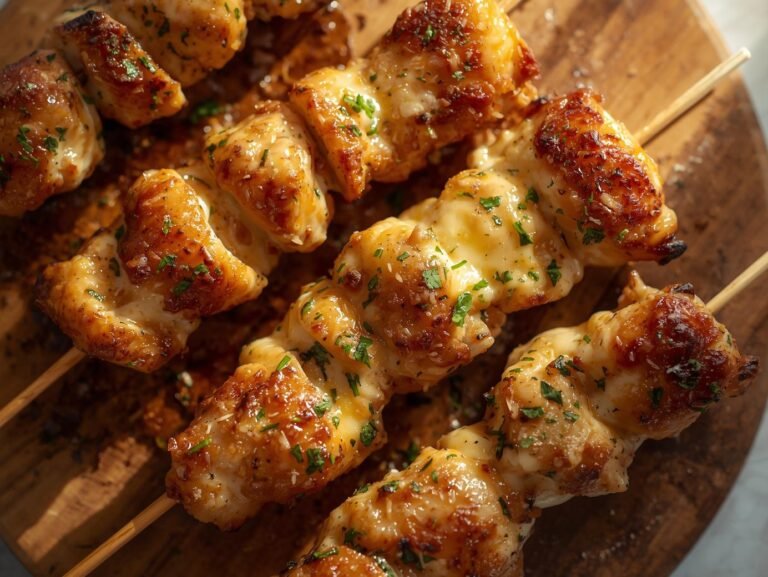 Air Fryer Garlic Parmesan Chicken Skewers