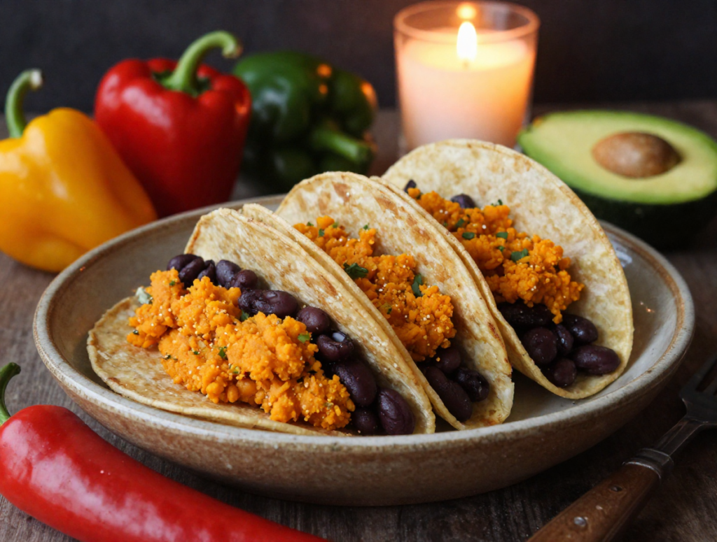 Black Bean Tacos with Sweet Potato Mash