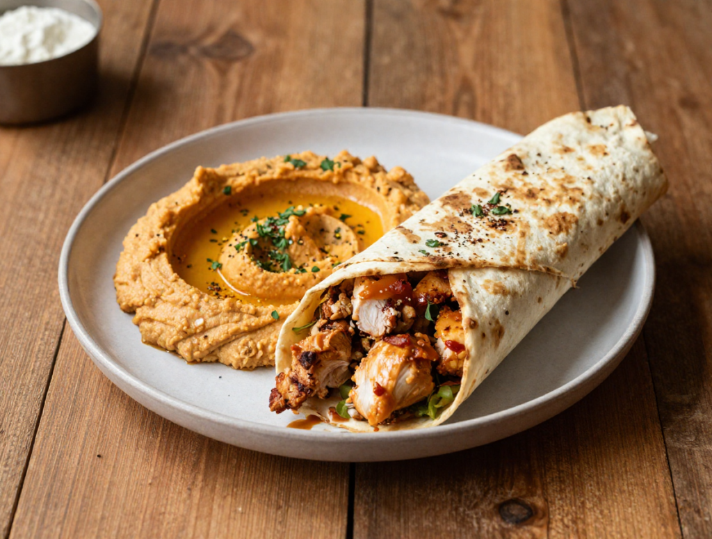 Chicken Shawarma with Sweet Potato Hummus