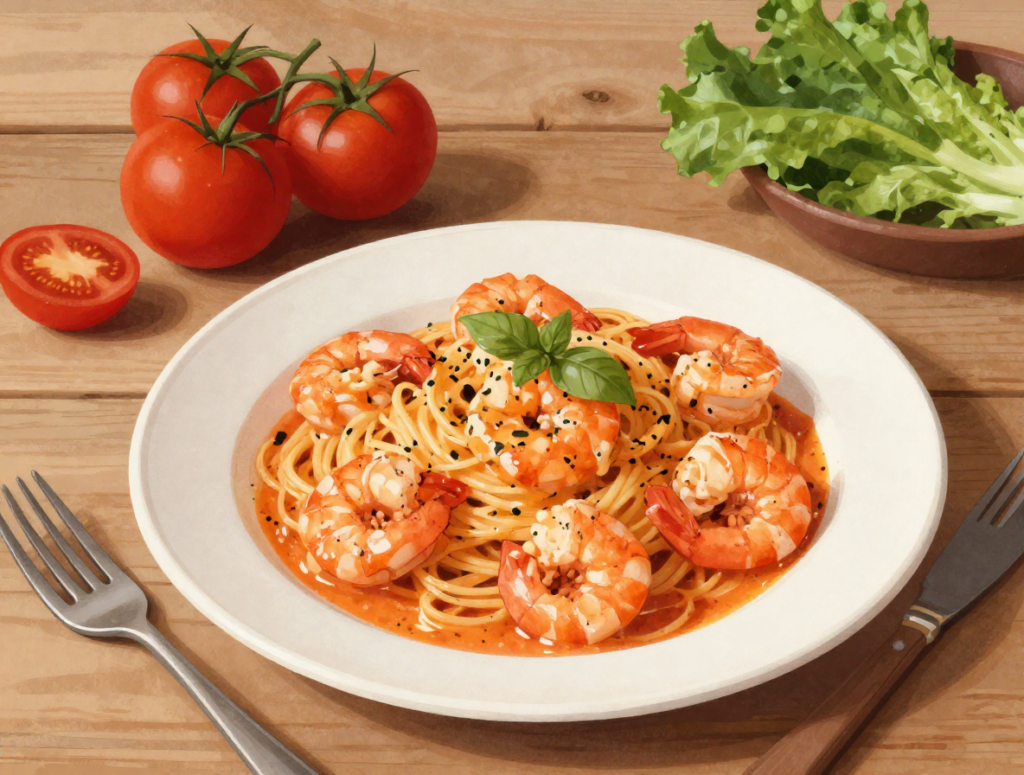 Creamy Tomato Garlic Butter Shrimp Pasta