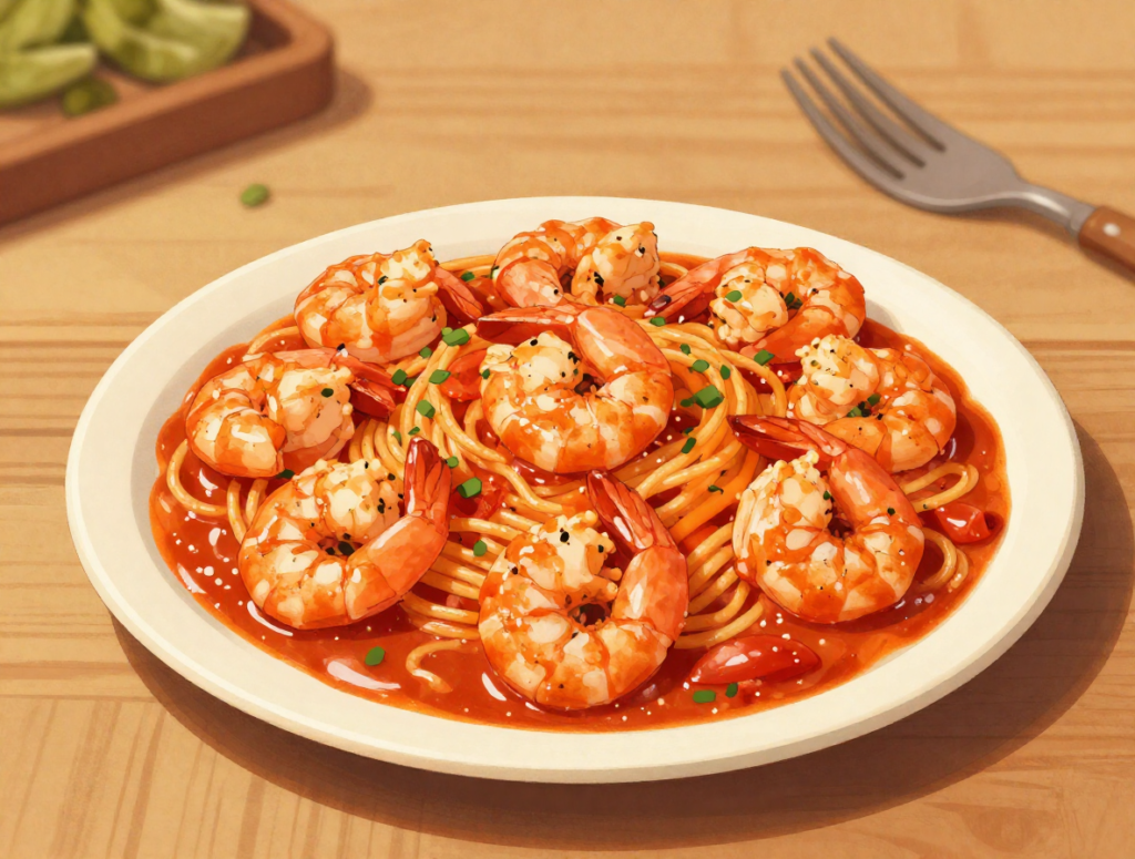 Creamy Tomato Garlic Butter Shrimp Pasta