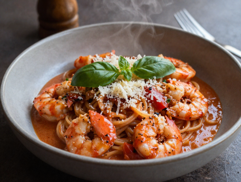 Creamy Tomato Garlic Butter Shrimp Pasta