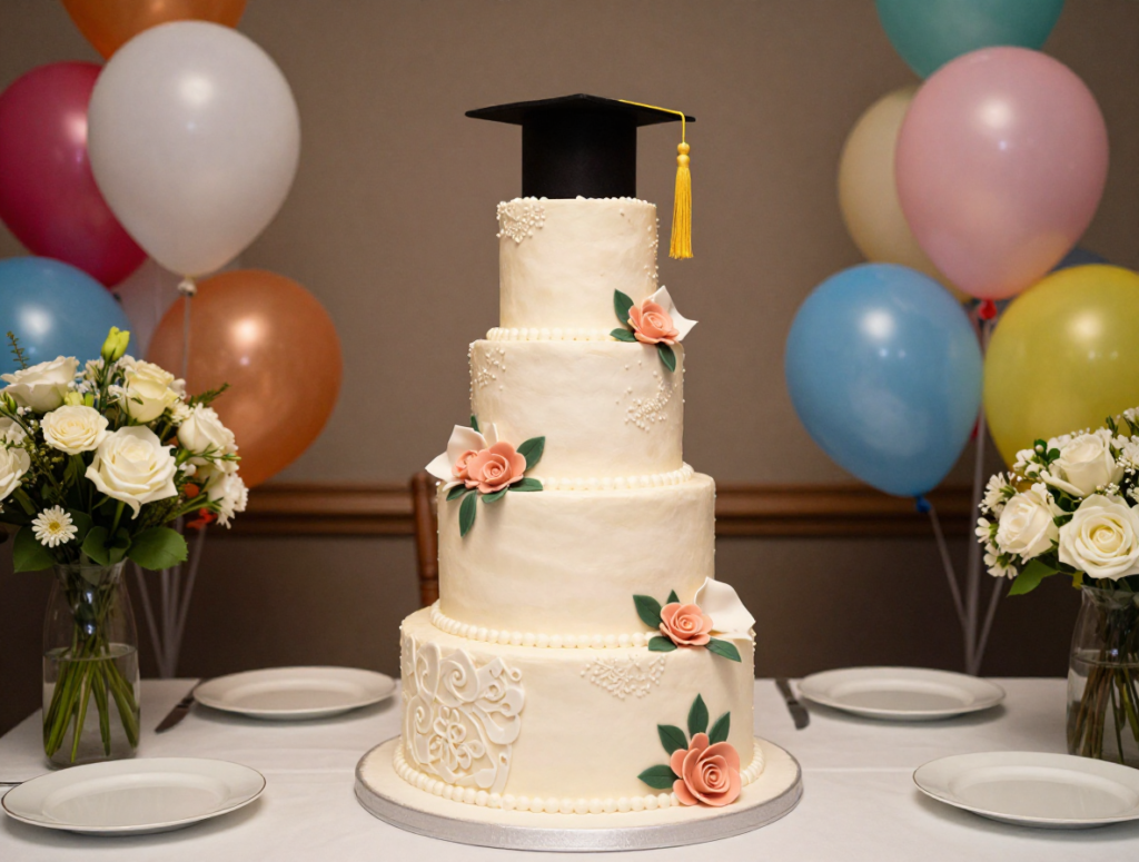 Elegant Tiered Graduation Cake