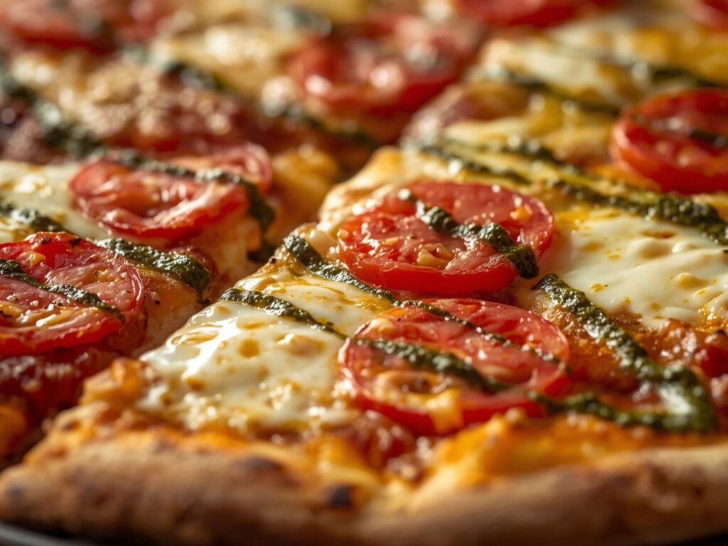 Pesto Mozzarella Tomato Pizza