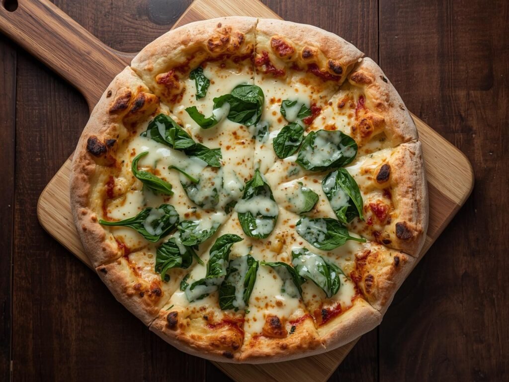 Spinach Alfredo Pizza