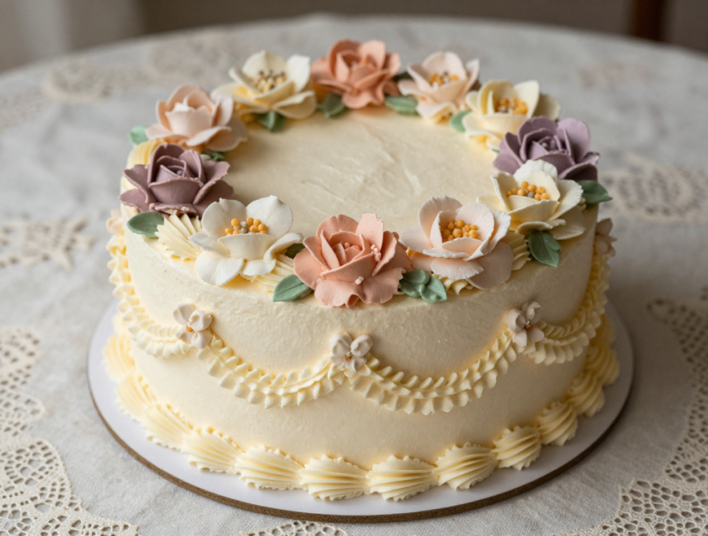 Vintage Buttercream Floral Cake