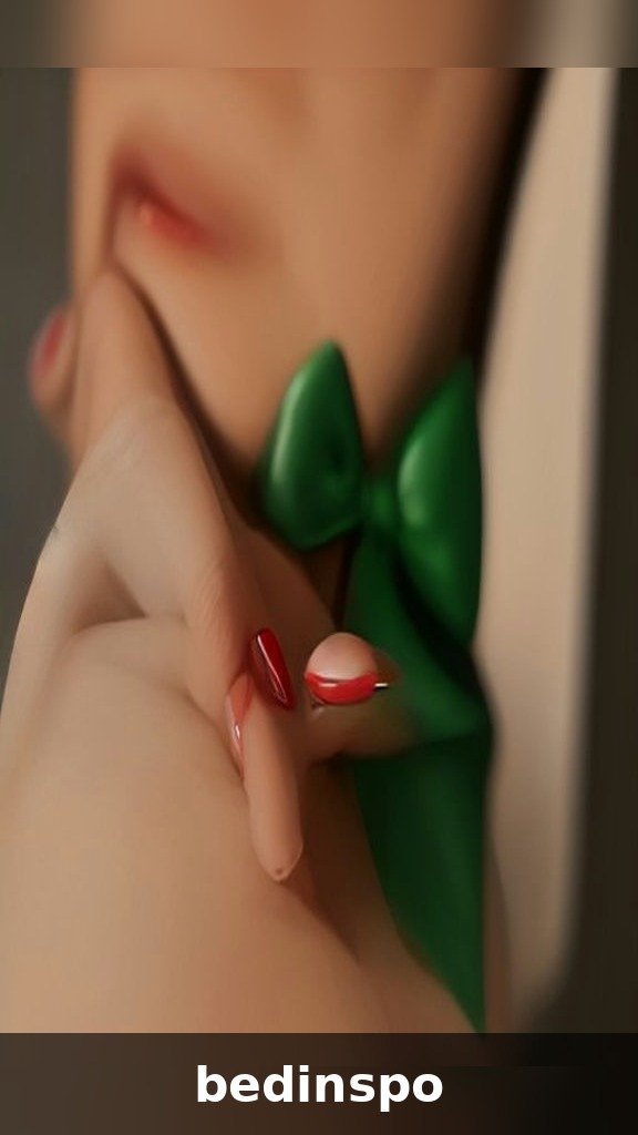 Velvet bow decals on deep emerald green Christmas nails