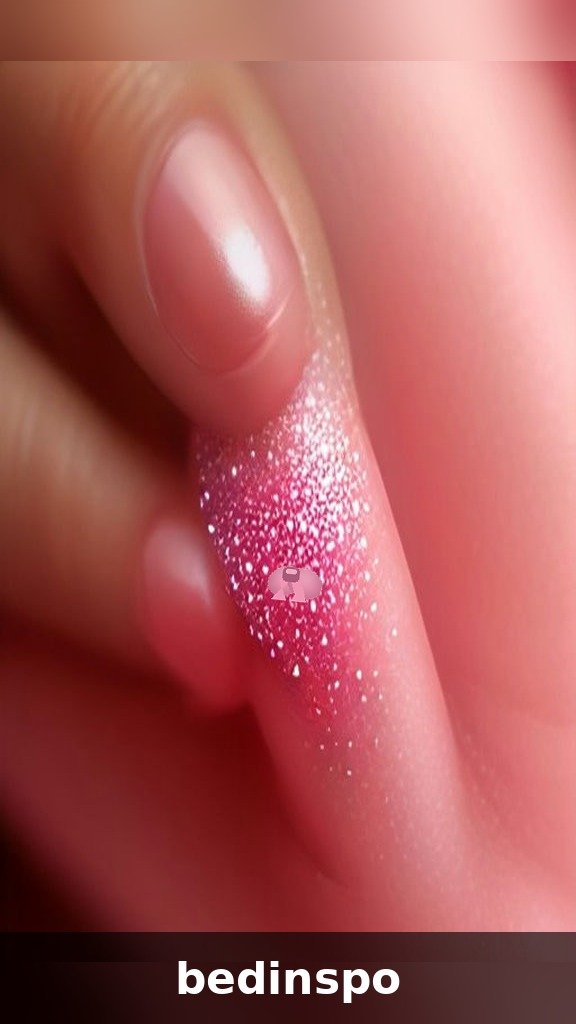 Bow nail art with rhinestones on a glittery Christmas base