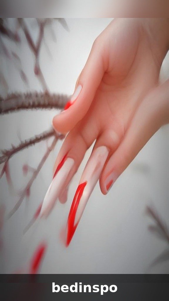 Peppermint swirl ombre nails in red and white