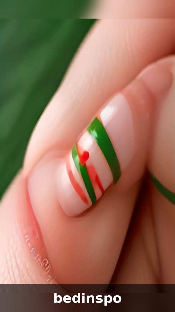 Green and red twisted candy cane stripes on a white base