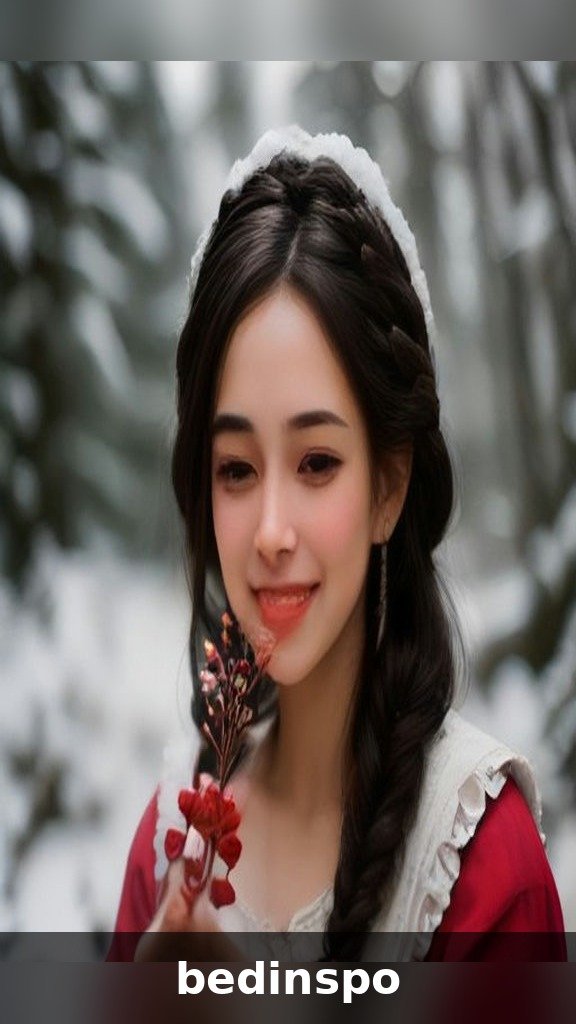 Milkmaid braids with red berries for Christmas
